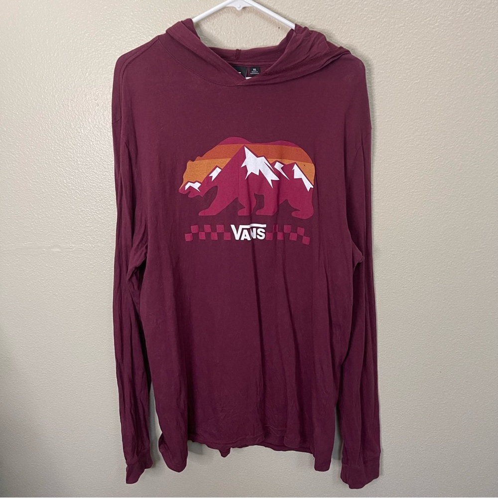 Vans Burgandy Long Sleeved Hoodie Pullover Size XL